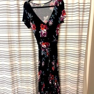 Flower Print Wrap Dress